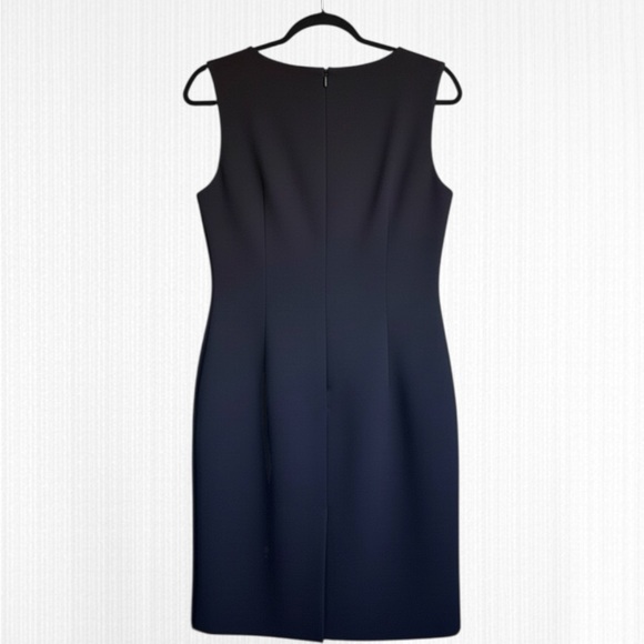 Tahari Black Sleeveless Sheath Dress Exposed Front Zip Textured Panel Lined M - Picture 2 of 3